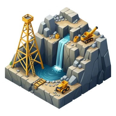Isometric stone mining shaft sticker