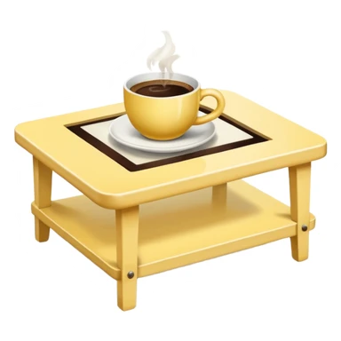 light yellow coffe table, coffee on top
 sticker