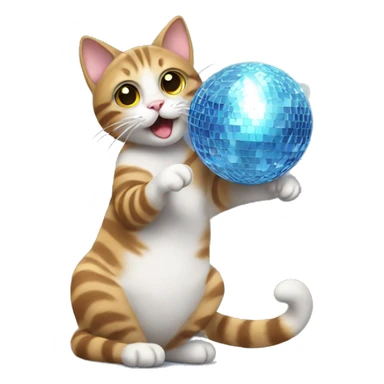 cat playing with disco ball sticker