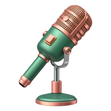 Microfono podcast vintage colorato verde scuro, rosa pastello e arancione sticker