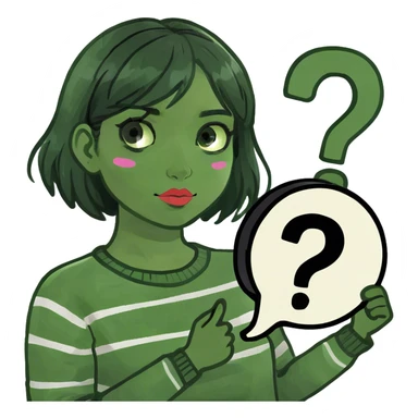 Girl with black hair confused sticker