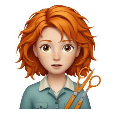 ginger girl whit a scissours in te hair sticker