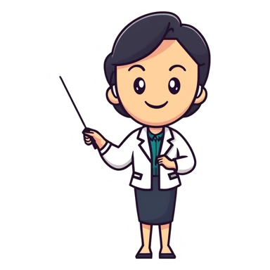 happy female professor with pointer sticker