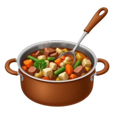 a saucepan with boiling stew sticker