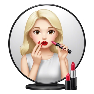 Girl putting on lipstick in the mirror sticker