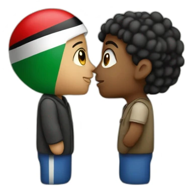 palestine and israel kissing sticker