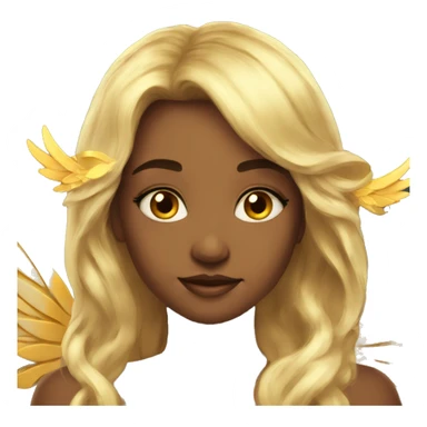 big wings, sun, gold, Beautiful, fairy, long hair sticker