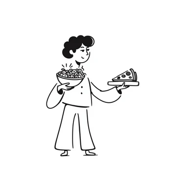 step iniziale di una dieta, disegno su carta bianca, isolated on white background sticker