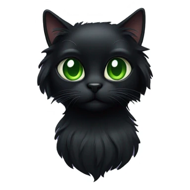 long hair black cat with green eyes sticker
