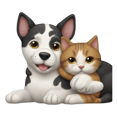 Dog and cat hugging sticker