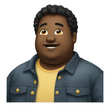Fat man with overshirt profile picture, happy, black hair sticker