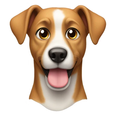 A dog looking forward with the link outside the mouth and the ears back like a  sticker