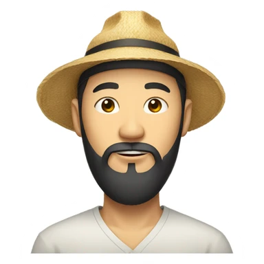 chinese man with long beard and straw hat sticker