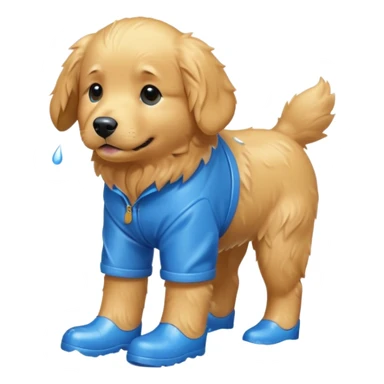 golden retriever with blue rainboots sticker