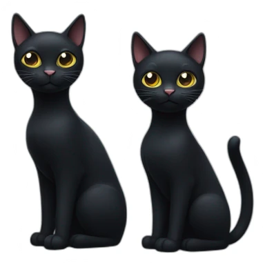 Black cat with round eyes and another black cat with a big nose sticker