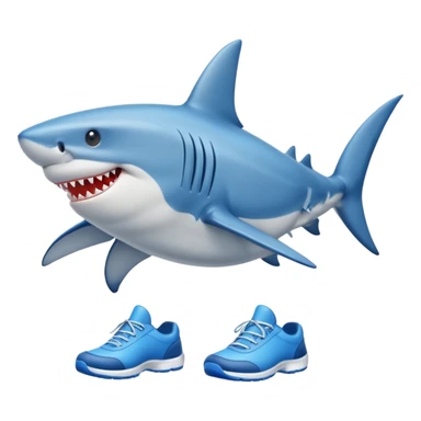 Shark with legs wearing blue shoes sticker