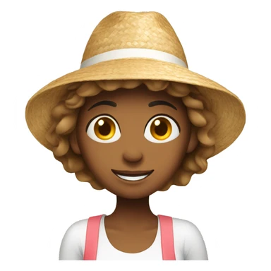 woman wearing a summer hat enjoying her holiday sticker