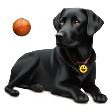 Black labrador with Mars in background sticker