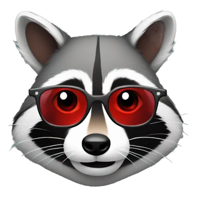 raccon face with red broken glasses sticker