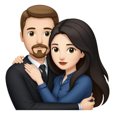 older couple, tall white man with brown hair goatee mustache hugging a pale woman with long black hair, wearing elegant clothing sticker