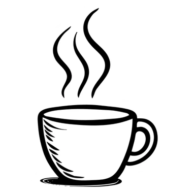 A hand drawn coffee cup with rising steam sticker