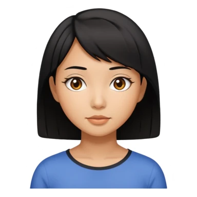 very tan Asian girl with black hair and dark brown eyes, short bob hairstyle sticker
