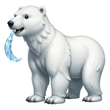 Polar bear with a wolf’s tail, thick neck fur, and short saber fangs sticker