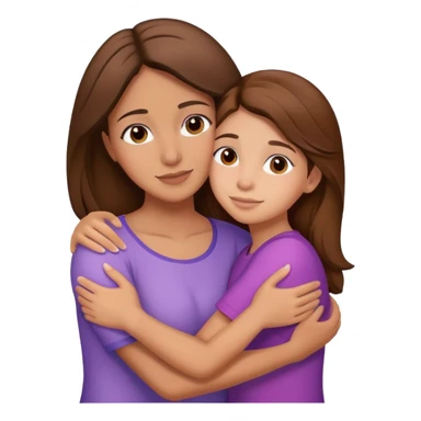 Hispanic mother and teen daughter brown hair hugging sticker