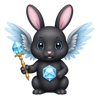 Black bunny with wings and with cristal wand  sticker
