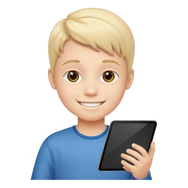 a kid is holding a Tablet  sticker