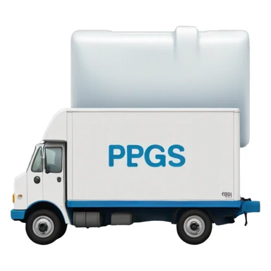 Boxtruck with letters "PGS” on the side sticker