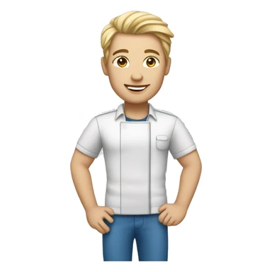 light-skinned restaurateur and blogger with blue eyes shake hands high details sticker