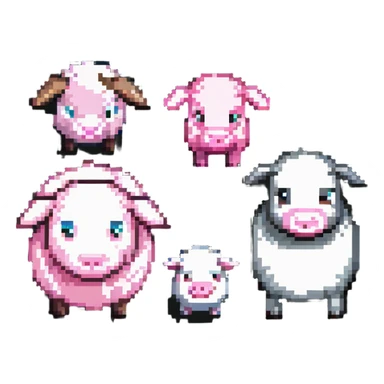 Minecraft style sheep and a blocky pig friend together sticker