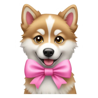 Pomsky wearing a pink bow sticker
