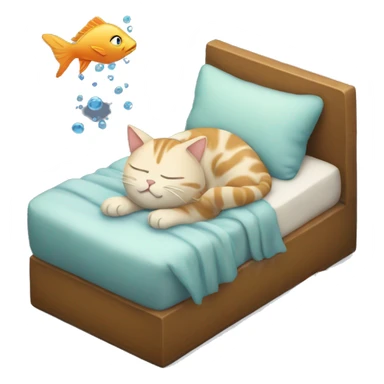 A sleeping cat who dreams of a fish sticker