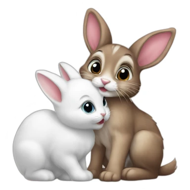 bunny kisses a kitten sticker
