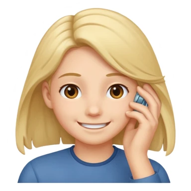 Tuck hair behind ear smile emoji sticker