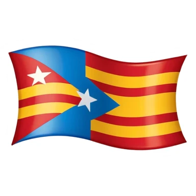 simplified Catalonian estelada flag with bold colors, clear shapes, blue triangle, white star, red and yellow stripes emoji sticker
