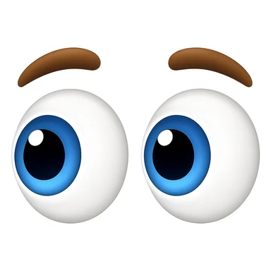 Create an eyes emoji inspired by the reference image but styled in iOS emoji style. The eyes should be large and expressive with blue irises, no face, just the eyes looking left. sticker