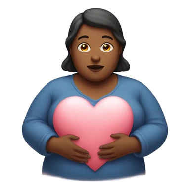 fat woman holding heart in her hands sticker