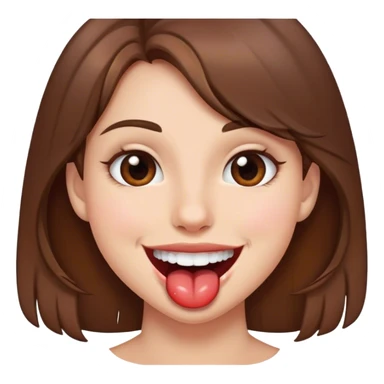 Smiling girl with brown hair biting lip sticker