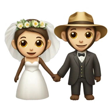 Monkey and a farmer getting married  sticker