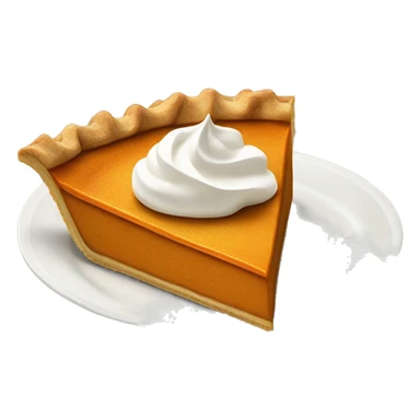 Pumpkin pie slice on plate with whipped cream sticker