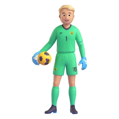 Edwin Van De Sar as an emoji, wearing a green goalkeeper kit, smiling sticker