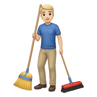 ligth man sweeping the floor sticker