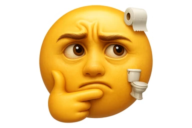 emoji stile iphone che riguarda l'argomento "stipsi/andrò al bagno oggi?", iperrealistico 4k sticker