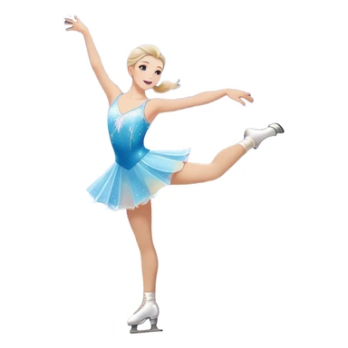 An icon featuring a graceful figure skater performing a spin on a sparkling ice rink. The scene includes a shimmering rink, colorful spotlights, snowflakes gently falling from the sky, and an audience in the stands, with a snowy landscape visible through large windows. Transparent background. sticker