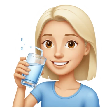 person drinking a glass of water, cheerful and healthy, simple and expressive sticker