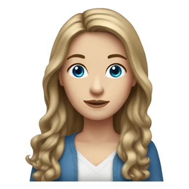 White woman. Long brunette hair. Blue eyes sticker