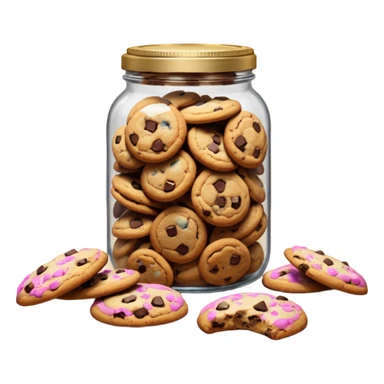 Open jar spilling cookies on counter sticker